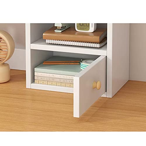 VHDY85KA Bookcase Desktop Shelf Wood Desktop Organizer Storage Shelf for Office Supplies and Home, Wood Desktop Bookshelf, The Best Companion for Office Desk, Grey Modern(L113*D17*H80cm)