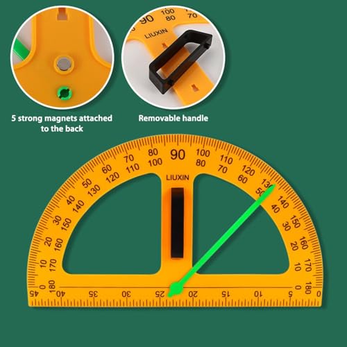 Magnetic Geometry Tool, School Supplies Protractor Compass Set, Teacher Multi Purpose Math Teaching Aids, Protractor Set, Magnetic Function May Vary with Blackboard Surface