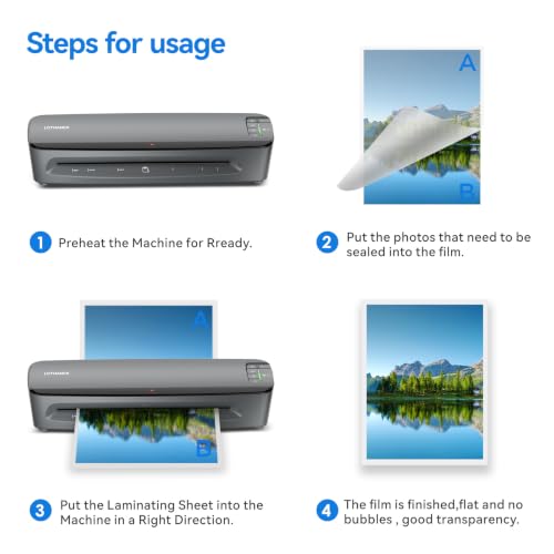13 inch Heavy Duty Commercial Laminator Machine, LOTHANEK 4-Roller, 3-10 Mil, 60S Warm-up, 990mm/min, A3 Laminating Machine with 50 Sheets for Home, Office, School, Crafts