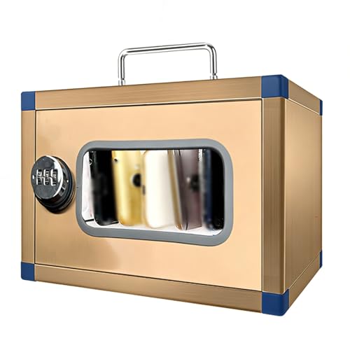OREKPOT Portable Wall-Mounted Safe, Stainless Steel Ty Box with Handle for Schools, Hospitals, and Businesses - Gold, 22X20X15Cm，Gold 22x20x15cm/9x8x6in