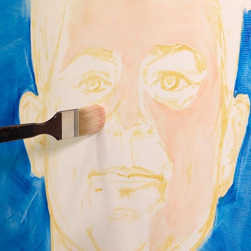 New York Central Gigante Natural Hog Bristle Large Scale Artist Paint Brush, 2" Anglular Mottler, Professional German Handmade Oil Painting Brush w/Long Handle for Oil, Acrylic & Acryla Gouache