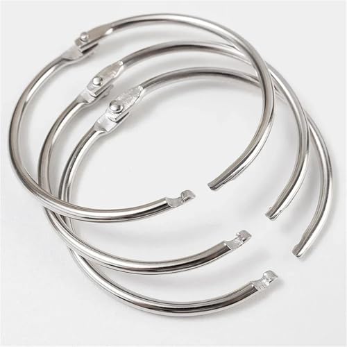 Book Rings 100pcs 50mm Metal Loose-Leaf Binder Rings Notebook Index Cards Album Binding Clip DIY Multifunctional Bind Ring Office Supplies for DIY Travel Diary