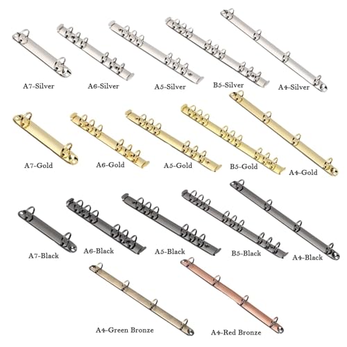 Binder Rings 10pcs Metal Loose-Leaf Binding Clip Colorful Spiral Binder File Folder DIY Album Diary Clips Ring for A4/B5/A5/A6/A7 Notebook(A7-Black)