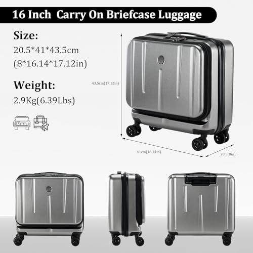 Kaleenie 16" Carry On Briefcase Luggage with 2 Laptop Compartments