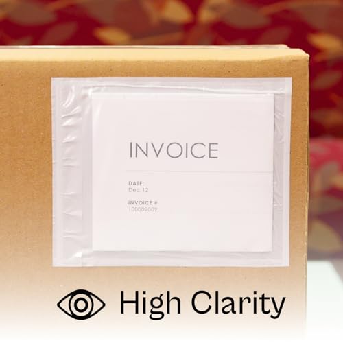 PSBM 500 PCS 9.5 x 12 Inch Clear Blank Packing List Envelopes, Shipping Documents Pouches/Sleeves for Mailing Labels, Invoices, Documents and Packing Slips