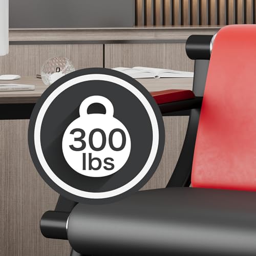 wonline Waiting Room Bench, Office Furniture Reception Chairs with Arms, Leather Chairs is Suitable for Clinic,Airport,Hospital,Barber,Salon,Bank-(Red&Black,3 Seat)