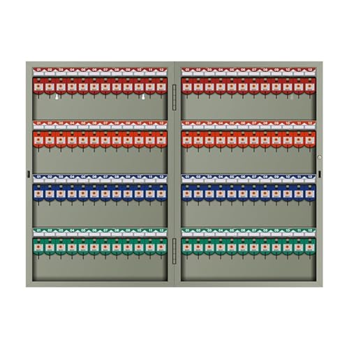 KK-GAL Steel Key Lock Box, Large Capacity Standard Keyed Lock, Old School Metal Key Safe Organizer Box for Garage, Heavy Duty Key Cabinet with Key Hooks, for Property Management,96 bits