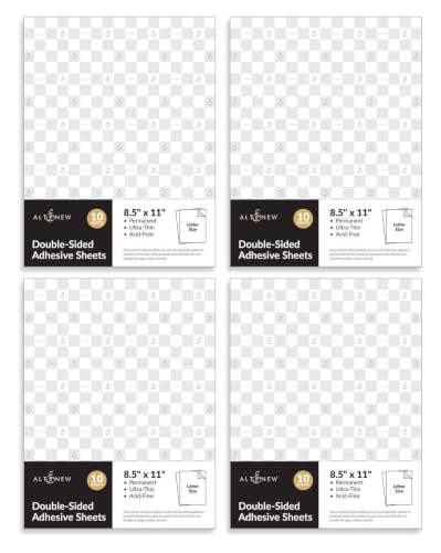 Altenew A4 Double-Sided Adhesive Sheets Unlimited Bundle, 4 Packs of 10 Sheet Each, 40 Sheets Adhesive Paper for Die Cutting, Cardmaking and Papercrafts