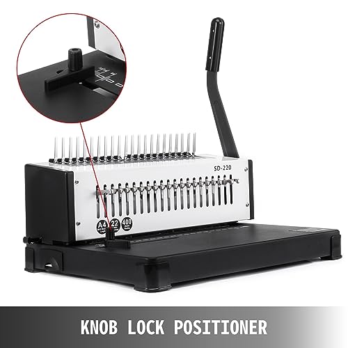 A4 Manual Coil Binding Machine Metal Paper Binder 21/34 Holes 120/400 Sheets for Binding and Punching Books Documents Durability, Efficience(34 Holes 120 Sheets)