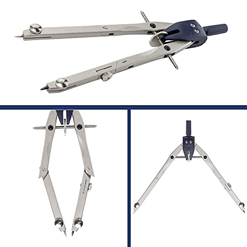 Pacific Arc Quick Rapid Bow Compass with ruling Pen, Universal Adaptor, 6 inch Break Leg, and Replacement Lead.