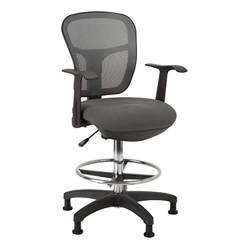 Norwood Commercial Furniture Adjustable-Height Office Mesh Drafting Chair with Chrome Footrest Ring & Optional Arms