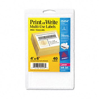 Avery Removable Self-Adhesive Multi-Use ID Labels LABEL,4X6,40/PK,WHT CB278AN#140 (Pack of20)