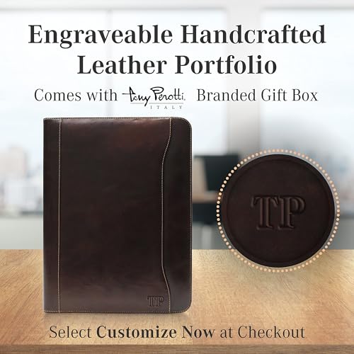 Tony Perotti Personalized Leather Portfolio for Men & Women 8.5x11 - Brown