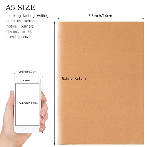 LIONSOUL 90 Pack Kraft Notebooks Bulk A5 Lined Journals 80 Pages Brown Journal Notebooks Sewn Binding Journals in Bulk for Office Notes Events