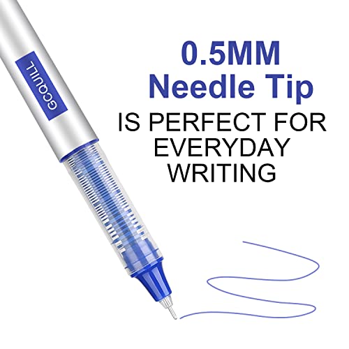 GC QUILL 48 Rollerball Pens 0.5mm Needle Point Black Liquid Ink Pens 24 and Blue Liquid Ink Pens 24 for Bullet Journaling, Office Supplies for Writing, Taking Notes & Sketching BKL48