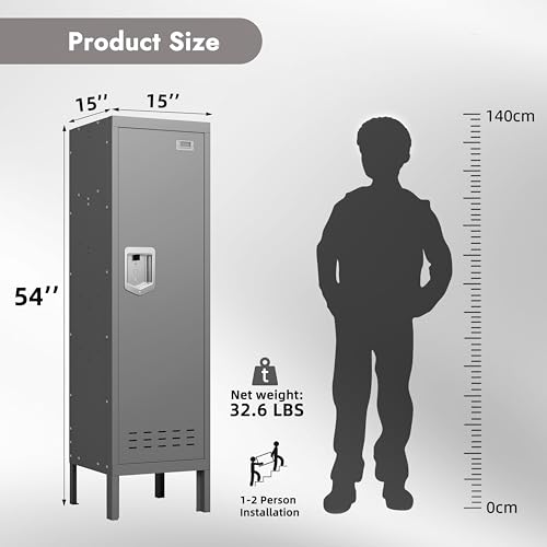 BUTISOW Metal Cabinet Home Office Storage,Lockers,Lockable Employees Metal Locker with Door,54" Height Steel Locker,Lockable Steel Locker for Gym,School,Home,Office,Garage,Assembly Required