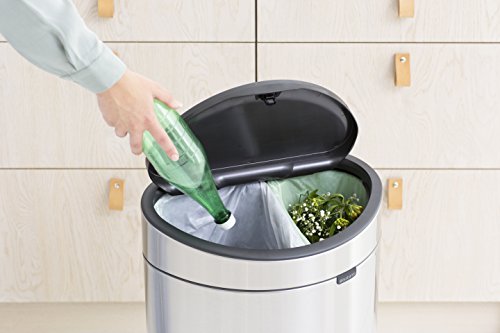 Brabantia Recycling Touch Bin with Plastic Buckets, 10 L and 23 L - Matt Steel