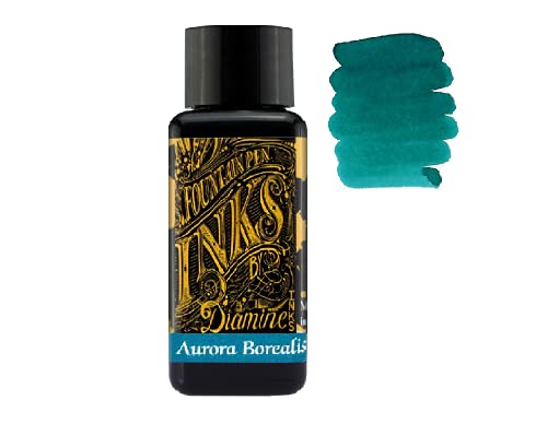 Diamine - 30ml Fountain Pen Ink - Colour Wheel - 6 x Bottles - Autumn Oak, Syrah, Macassar, Earl Grey, Aurora Borealis, Twilight