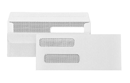 Blue Summit Supplies 500#8 Double Window Security Envelopes, Flip & Seal