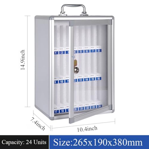 Wcxixo Slots Cell Phone Storage Box Aluminum Alloy Cell Phone Holder Wall-Mounted Pocket Chart Storage Locker Box Mobile Phone Lock Box with Handle and Security Lock for Classroom Office
