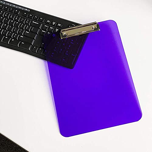 JAM PAPER Plastic Clipboards with Low Profile Metal Clip - Letter Size (9 x 12.5) - Violet Purple - 12 Clip Boards/Pack