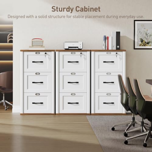 RALGEND 3‑Drawer File Cabinet with Lock, Tall File Cabinet for Home Office