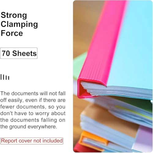Binding Bars Slide Grip 100Pcs 10mm Binding Bars Slide Grip 70 Sheets Capacity A4 Size Report Binder Presentation for Report Cover Resume(Blue)