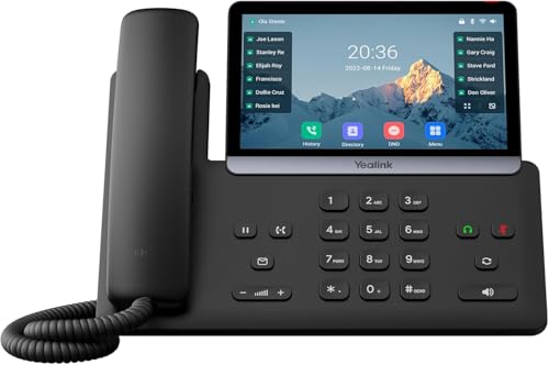 YealinkSIP-T87W (1301227) - Wi-Fi IP Phone - 16 SIP Accounts - 7-inch Color Multi-Point Touch Screen - Dual-Port Gigabit Ethernet, PoE, Power Adapter Not Included