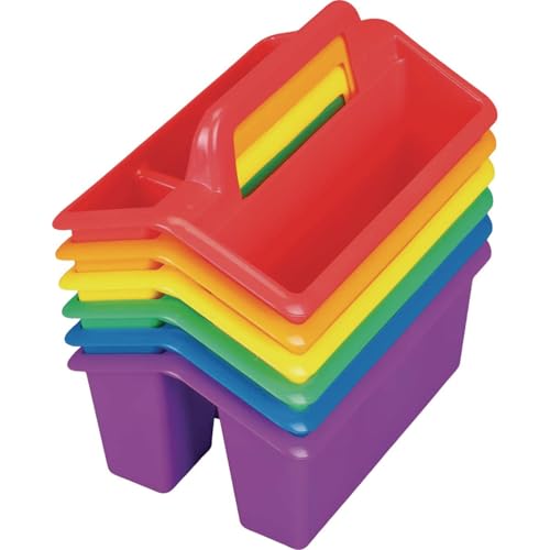 Really Good Stuff Four-Compartment Plastic Caddies, 6-Pack, Primary Colors