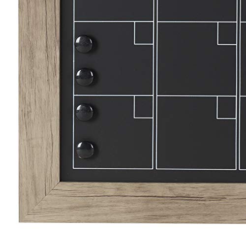 DesignOvation Beatrice Framed Magnetic Chalkboard Monthly Calendar, 23x29, Rustic Brown