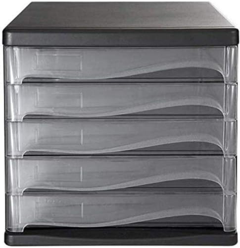 SDVantage File Cabinet 5 Drawers Plastic Drawer Unit Office Paper Classification Cup Cabinet Storage Organizer (Black)