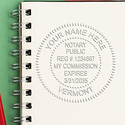 Heavy Duty Vermont Notary Embossing Seal, Long Reach Desk 1-5/8 in Stamp