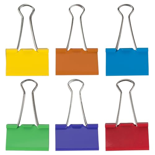 JAM PAPER Colorful Binder Clips Assortment - Large - 1 1/2 Inch (41 mm) - Assorted Rainbow Colors - 72 Binderclips/Pack