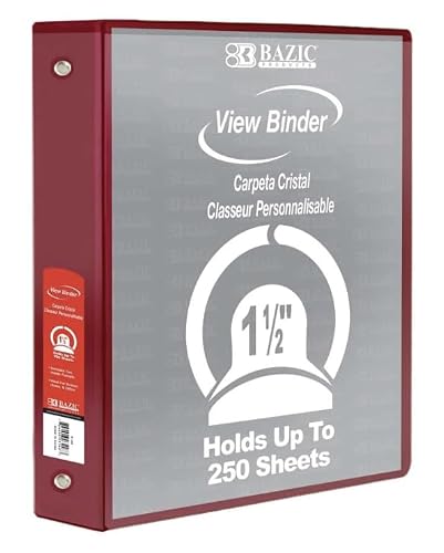24 Pack, 1.5" Burgundy 3-Ring View Binder w/ 2-Pockets