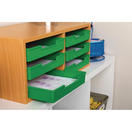 Really Good Stuff Oak 6-Slot Mail Center with Trays Single Color, 6 Trays