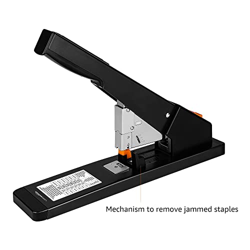 Amazon Basics Heavy Duty Industrial Stapler, 210 Sheets Capacity, Long Arm, Black, 1000 Staples