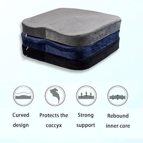 VITIWEDTY Memory Foam Seat Cushion, Non-Slip Orthopedic Tailbone Cushion for Back & Sciatica Pain Relief, Thicken Desk Chair Pillow for All-Weather Support at Home and Work (Green 1pcs)