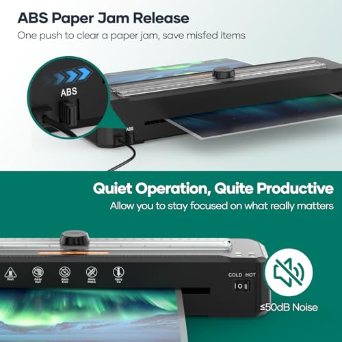 Laminator Machine - 13 Inch A3 Thermal Lamination machine Kit with 50 Laminating Sheets for A3/A4/A6, Paper Trimmer and Corner Rounder, 11X17 Laminator for Office Home School Use, High Speed Never Jam