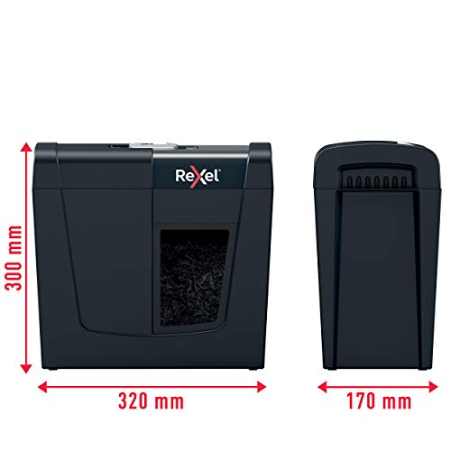 Rexel X6 Cross Cut Paper Shredder, Shreds 6 Sheets, P4 Security, Home/Home Office, 10 litre Removable Bin, Quiet and Compact, Secure Range, 2020122, Black