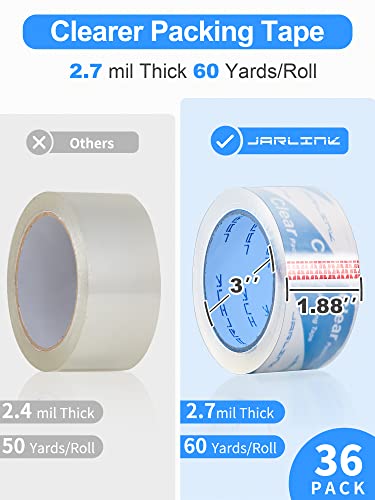 JARLINK 36 Rolls Ultra Clear Packing Tape