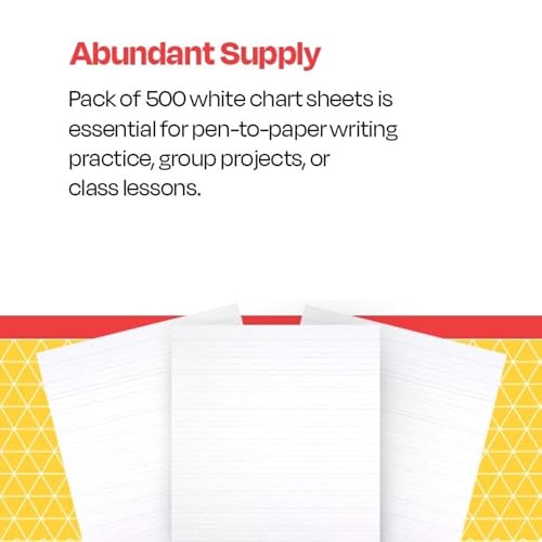 School Smart Primary Chart Paper, Skip-A-Line, 24 x 32 Inches, White, 500 Sheets