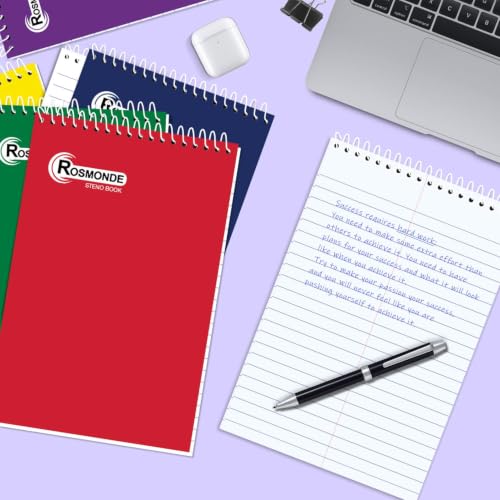 Rosmonde 96 Pack Bulk Steno Pads, 6" x 9" Gregg Ruled Notebook, 80 Sheets