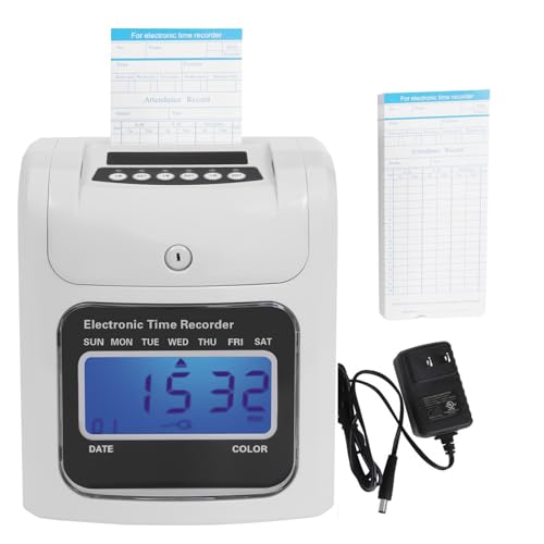 Calculating Time Clock Small Business Punch Time Clock with Time Cards 50 pcs and 1 Security Key