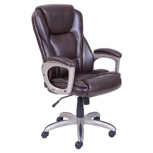 FZGGWYHL Comfy Office - Adjustable Lumbar Support Quiet Rubber Wheels Heavy Duty Metal Base, High Back Large Executive Computer Desk, Thick Padded Ergonomic Design for Back Pain