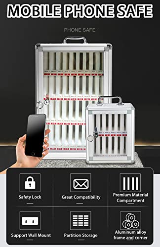 Cell Phone Storage Box with 36 Slots - Secure Cell Phone Safe Deposit Box with Handle for Office Classroom School and Meeting Storage Solutions,24slots