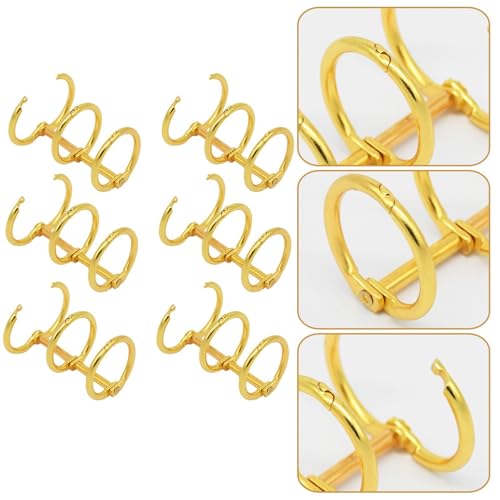Notebook Rings 18pcs 3 Ring Binder Clips Detachable Buckle Loose-Leaf Metal for Book Binding(Gold)