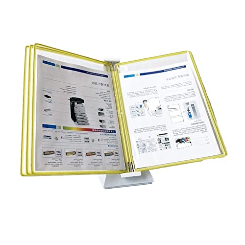 UMJIGF Desktop Document Holder A4 Reference Catalog Rack Catalog Display Rack, Desktop Reference System Small, 5 Panels, Holds 10 Sheets of A4 Paper, Factory Workshop Wall Hangi,Yellow