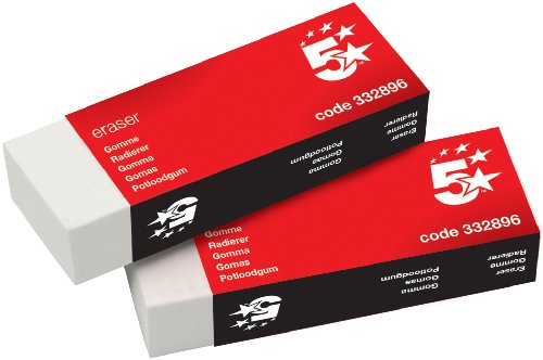 5 Star Office Plastic Eraser Paper-Sleeved 60x21x12mm [Pack 10]