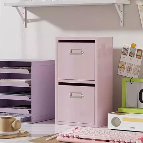 ELEFOCUS Super Space-Saving! 25 * 16 * 45cm tin Filing Cabinet, Double Drawer Storage + Mobile Convenience(Size:25cm*16cm*45cm)