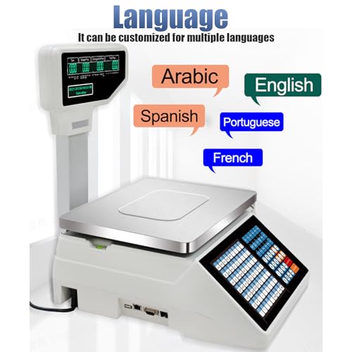 UMJIGF Digital Price Label Printing Scale, Electronic Weight Calculator Barcode Scales, Electronics Barcode Thermal Printer, for Supermarket/Retail Store,Machine+Cashbox,Machine+Scanner